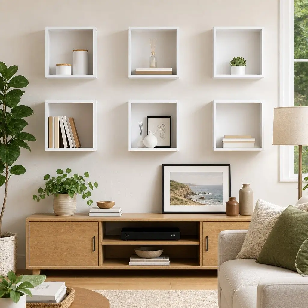 Wall Cube Shelves Set White Floating Display Storage Shelving 30 x 15 x 30 cm