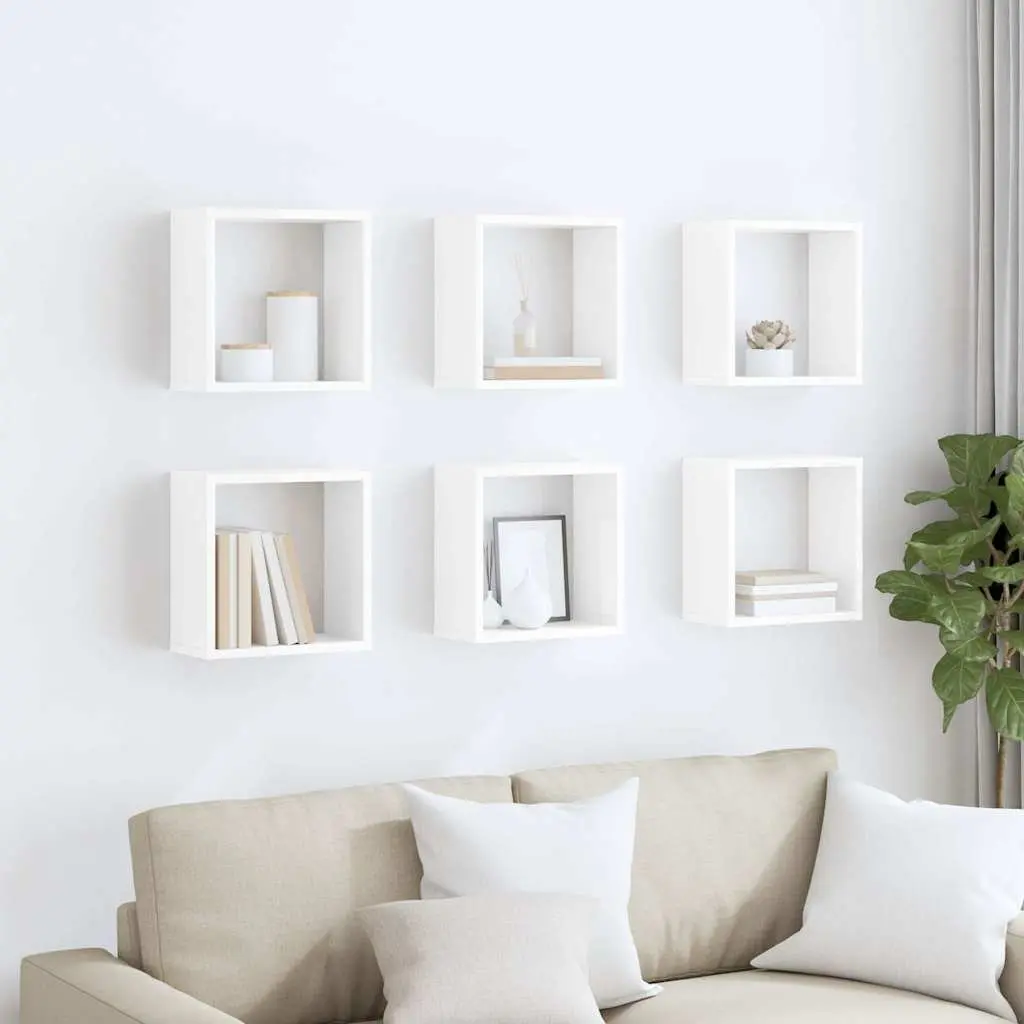 Wall Cube Shelves Set White Floating Display Storage Shelving 30 x 15 x 30 cm