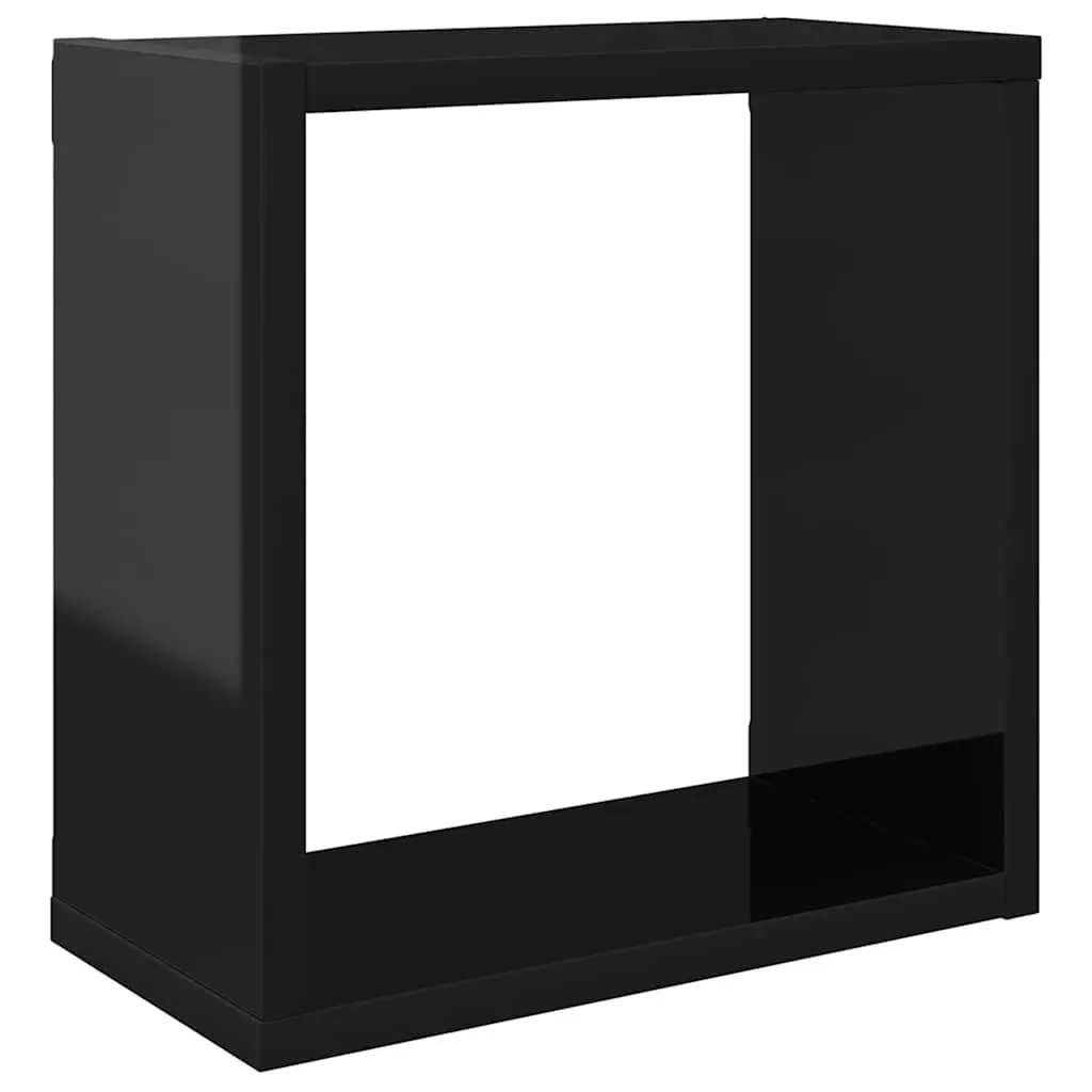 Wall Cube Shelves High Gloss Black Floating 30x15x30 cm