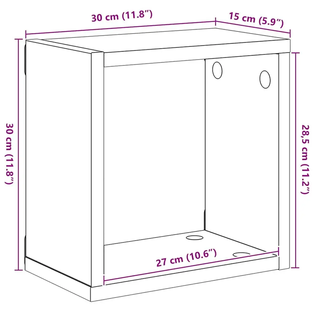 Wall Cube Shelves High Gloss Black Floating 30x15x30 cm