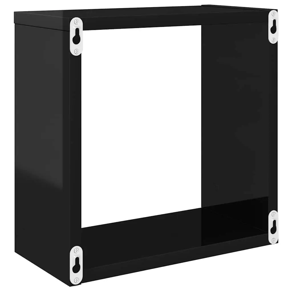 Floating Black Cube Shelves 6 Piece Set Wall Mounted Storage Display Organiser