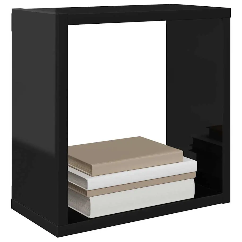 Floating Black Cube Shelves 6 Piece Set Wall Mounted Storage Display Organiser