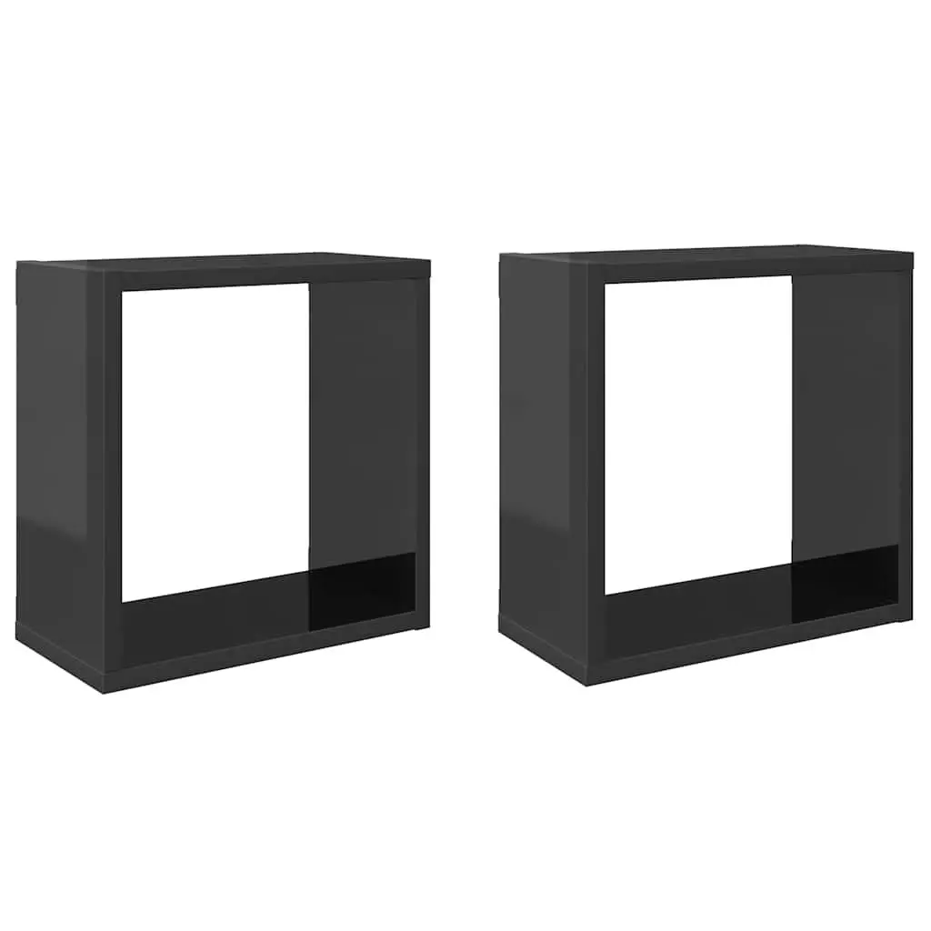 Wall Cube Shelves Grey Floating Storage Display Organizer 30 x 15 x 30 cm 2 Piece