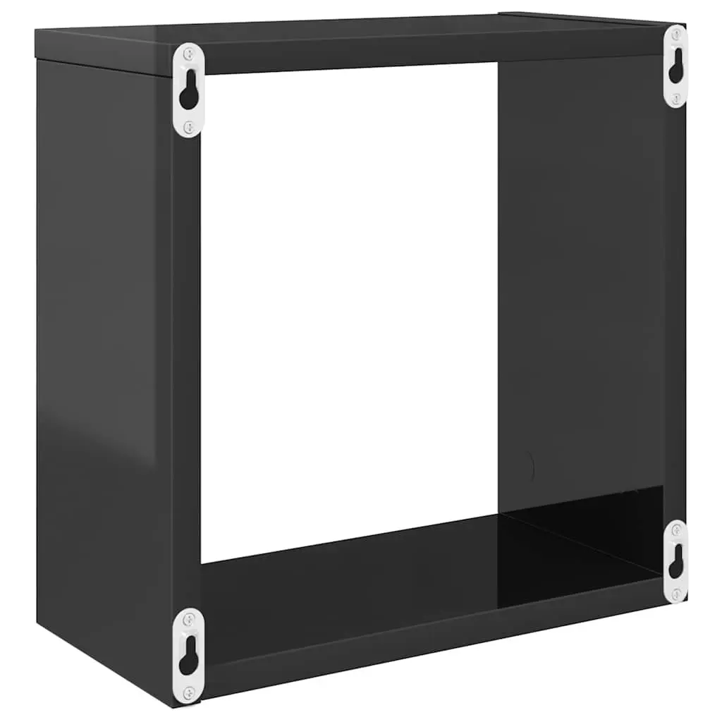 Wall Cube Shelves Grey Floating Storage Display Organizer 30 x 15 x 30 cm 2 Piece