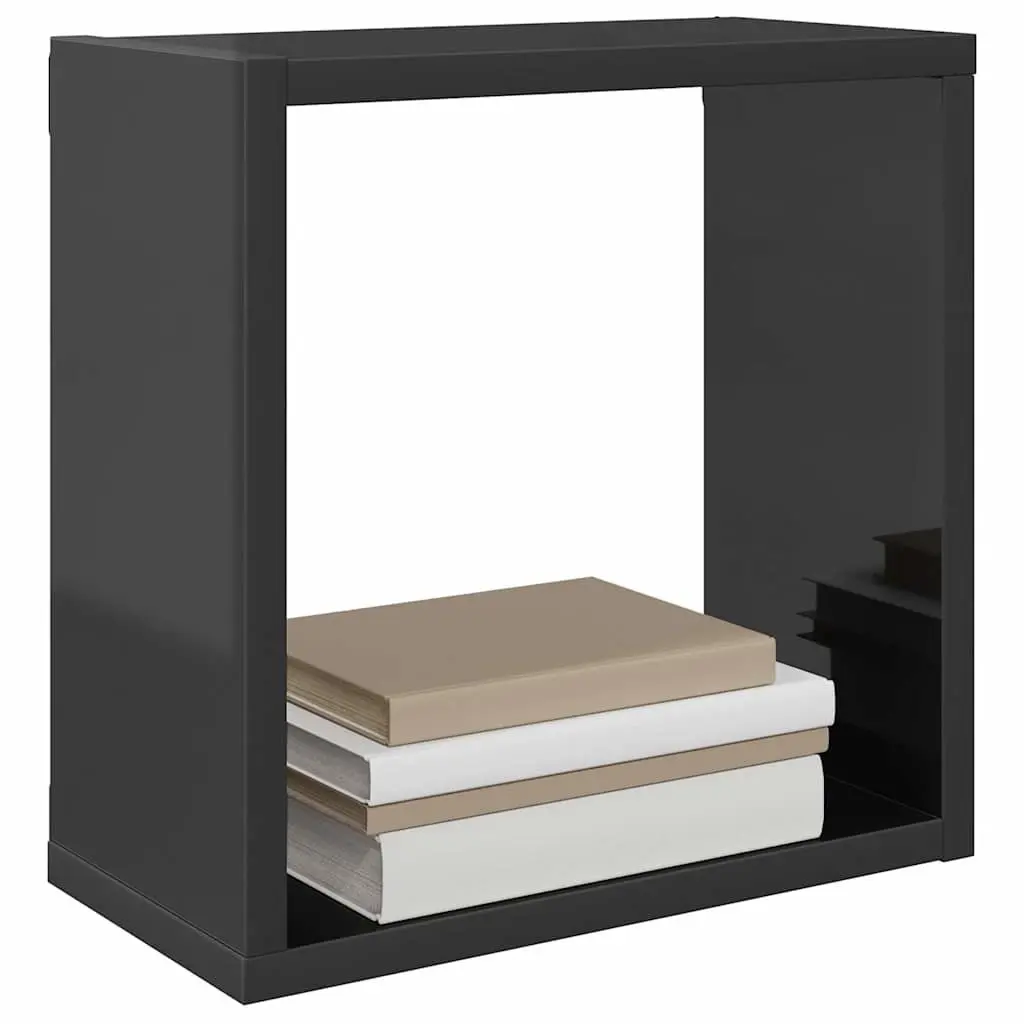 Wall Cube Shelves Grey Floating Storage Display Organizer 30 x 15 x 30 cm 2 Piece