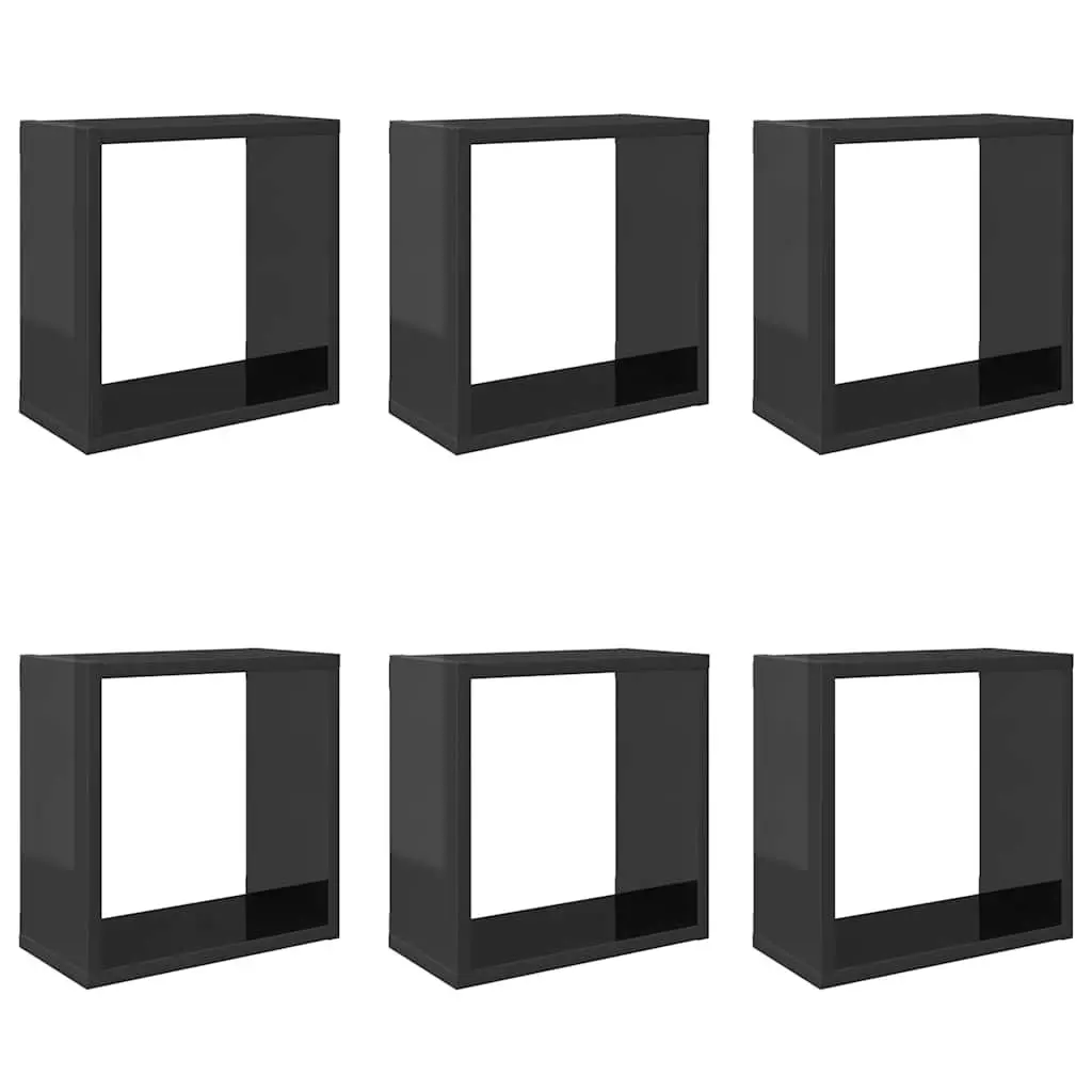 Wall Cube Shelves Grey Floating Storage Display 6 Piece Organizer