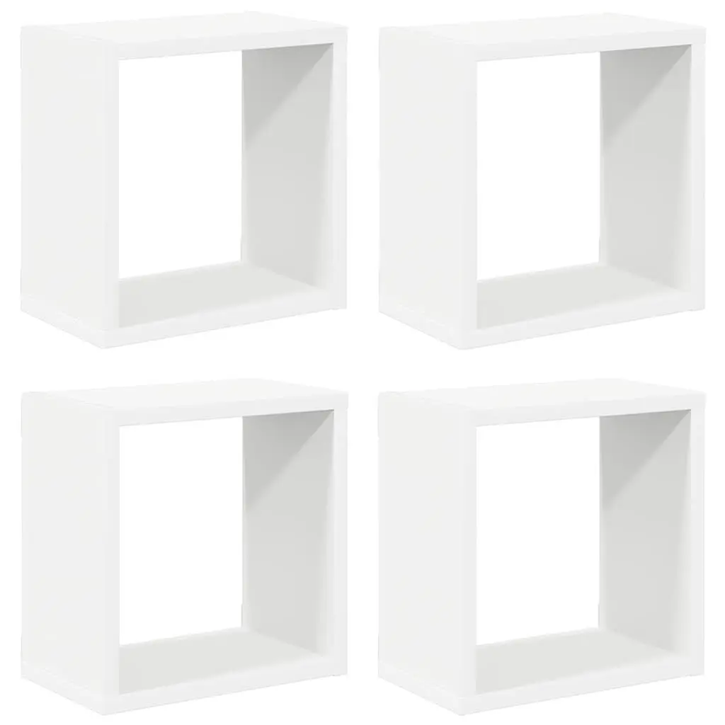 Wall Cube Shelves Floating Storage Display Organiser White 4 Piece