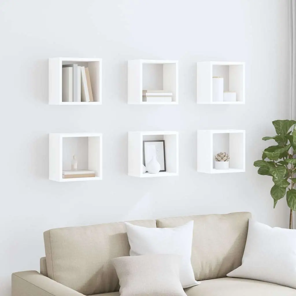 Wall Cube Shelves White Floating Storage Display Organiser 26 x 15 x 26 cm