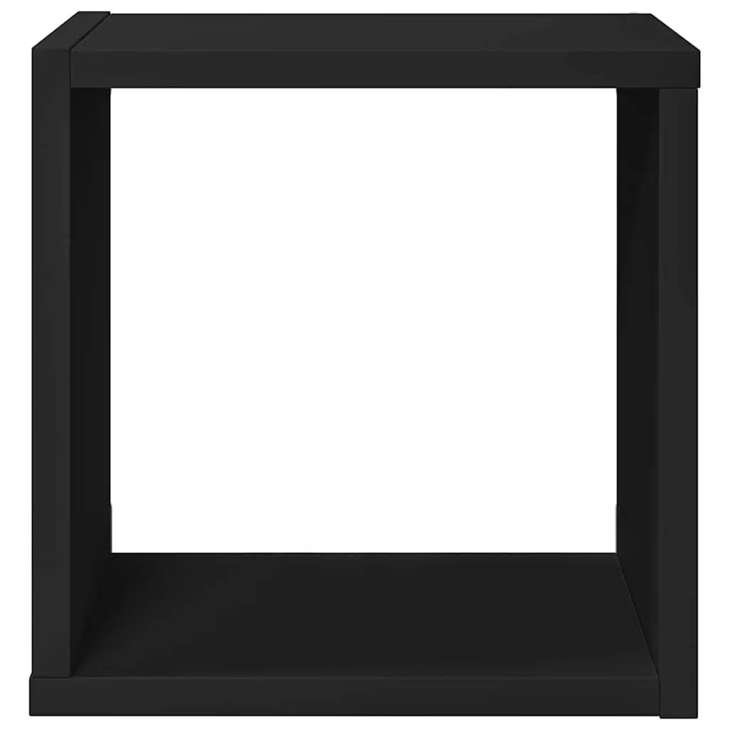 Black Floating Wall Mounted Cube Shelves Set of 2 Storage Display Organizers for Home