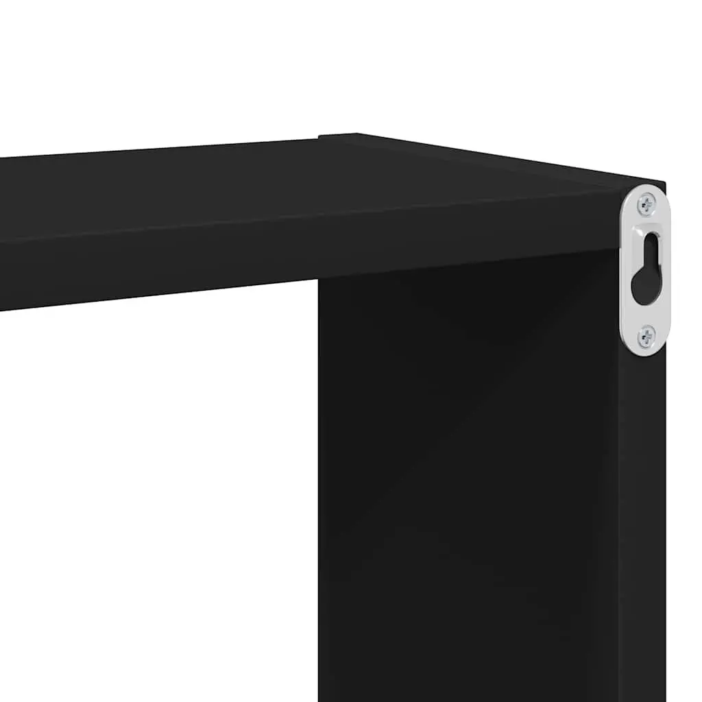 Black Floating Wall Mounted Cube Shelves Set of 2 Storage Display Organizers for Home