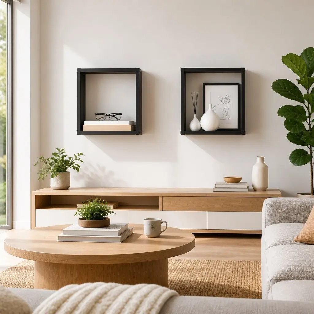 Wall Cube Shelves Grey Floating Storage Display Organizer 2 Piece