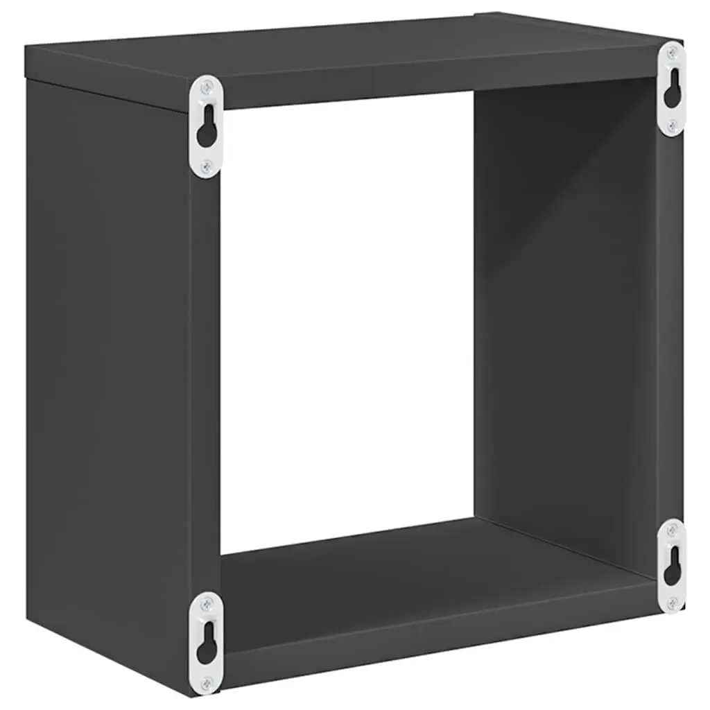 Floating Wall Cube Shelves Set of 4 Grey Storage Display Units for Home Decor and Organization