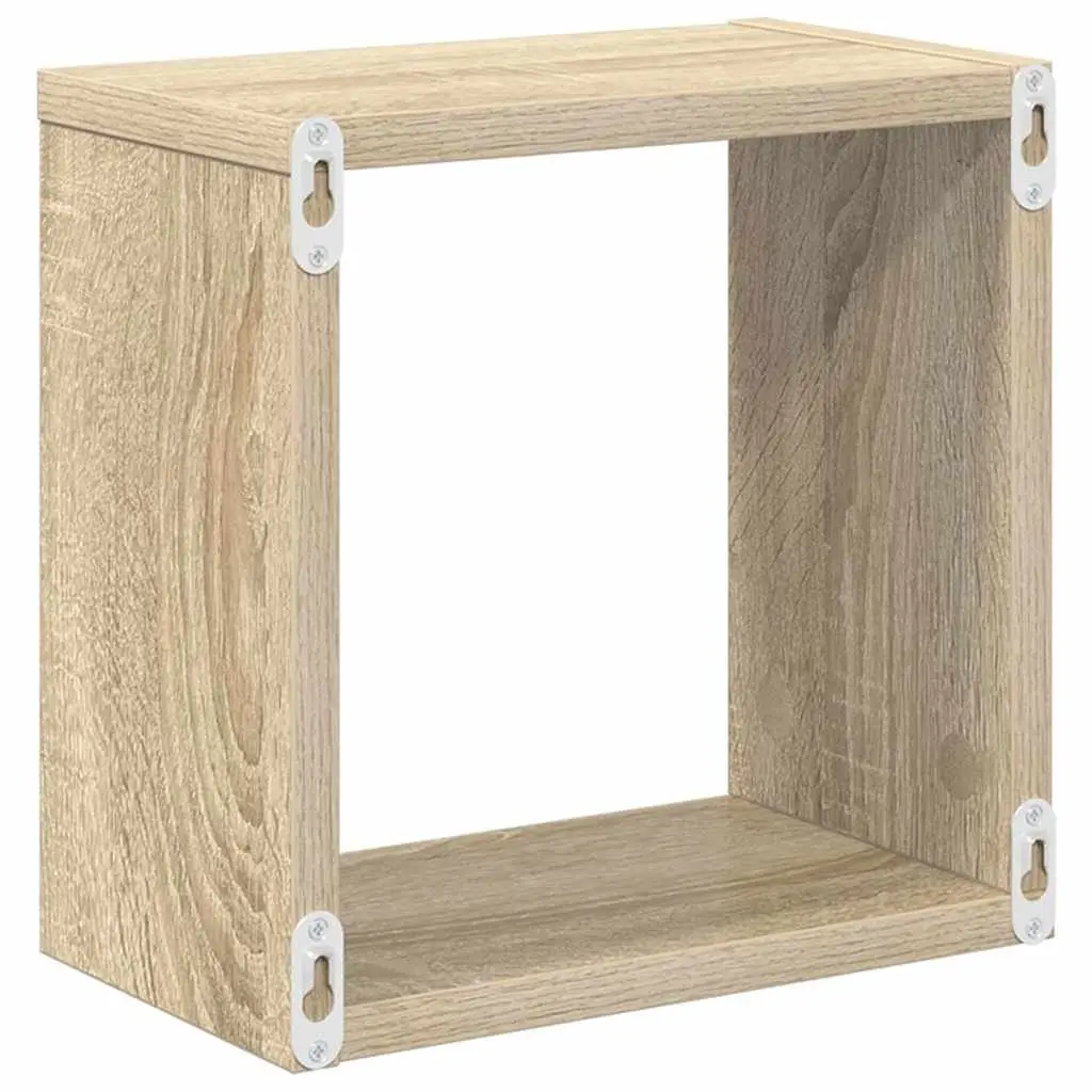 Wall Cube Shelves Brown Floating Storage Display Organiser 6 Pieces