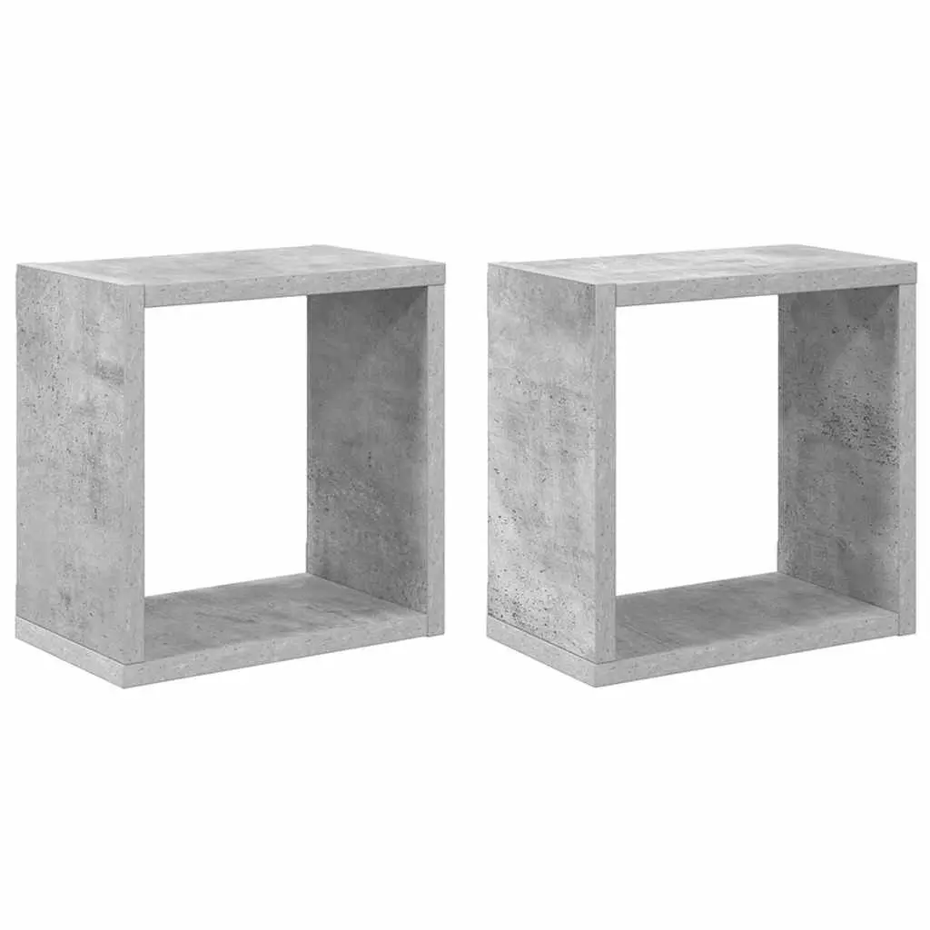 Wall Cube Shelves Grey Floating Storage Display 2 Piece