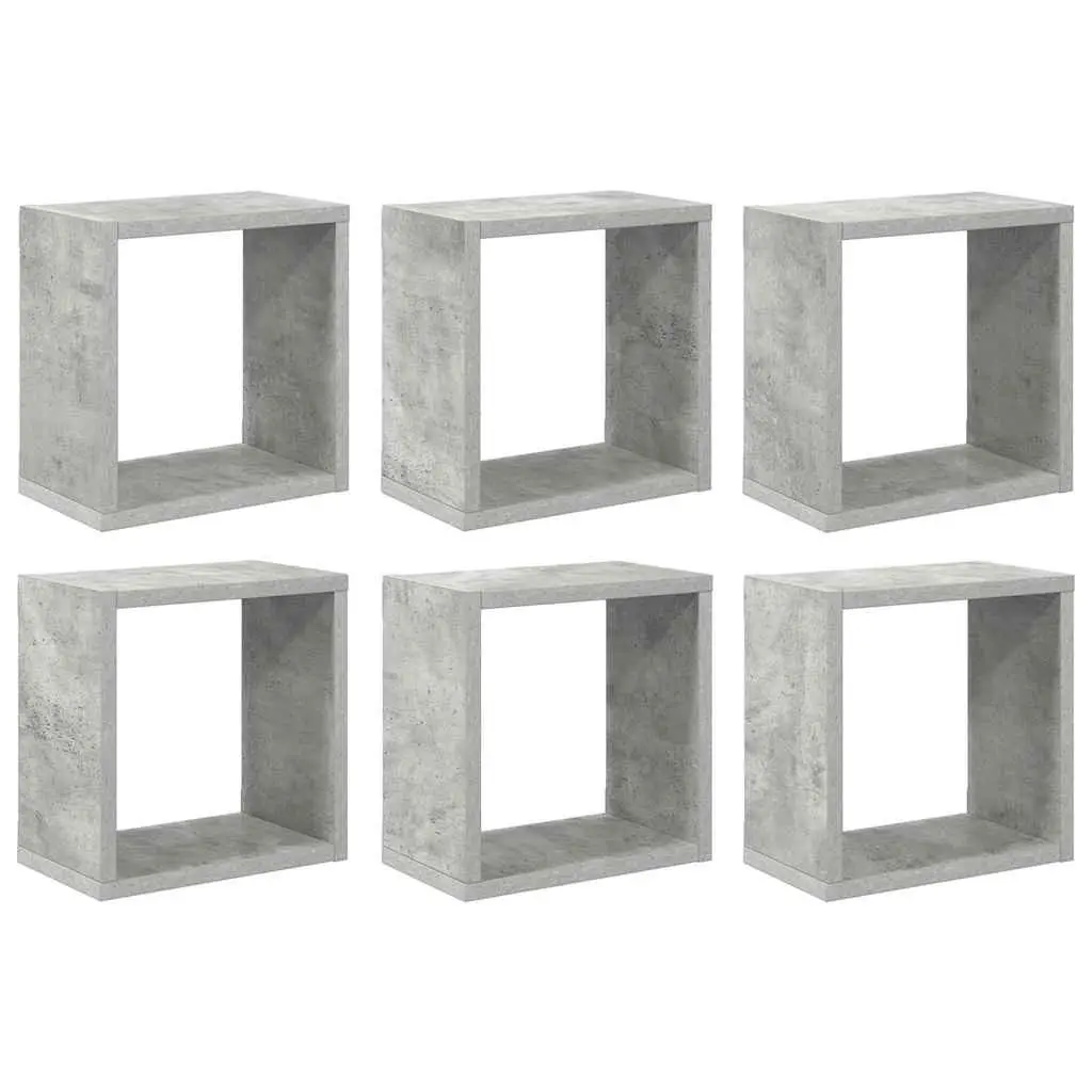 Wall Cube Shelves Grey Floating Storage Display 6 Pieces