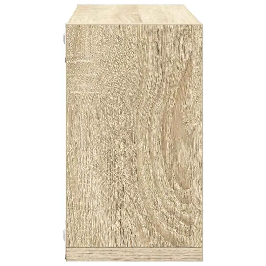 Wall Cube Shelves Floating Storage Display White Sonoma Oak 26x15x26cm Set of 2