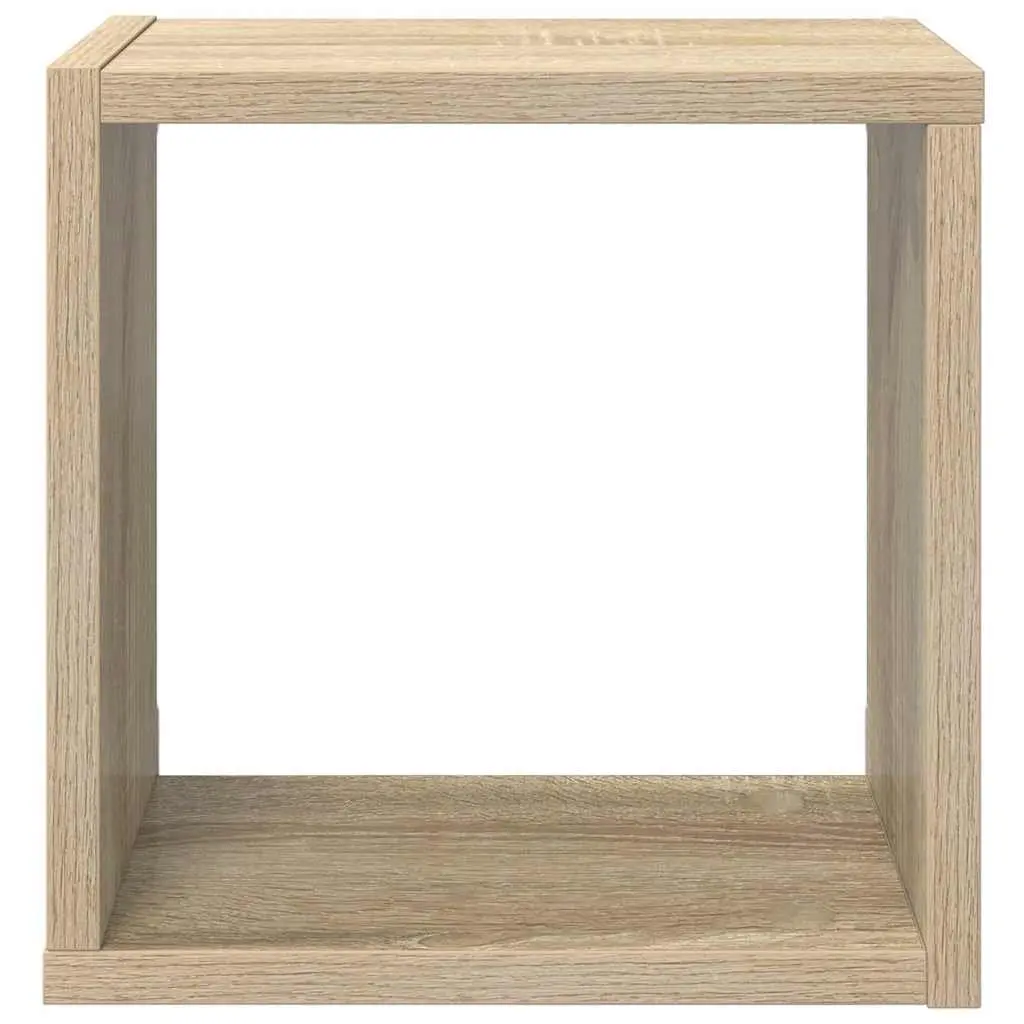 Set of 6 Floating Cube Shelves White and Sonoma Oak 26cm for Wall Storage and Display