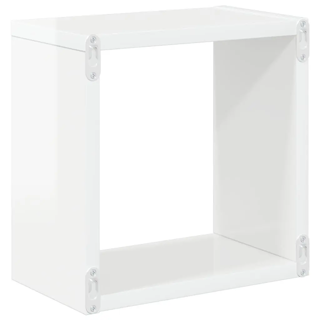 Wall Cube Shelves High Gloss White 4 Piece Floating Storage Display