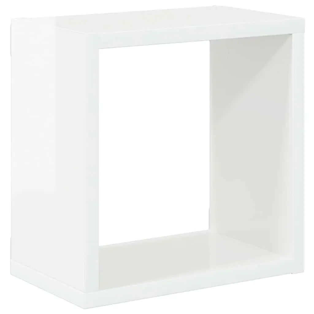 Wall Cube Shelves Set White High Gloss 26 x 15 x 26 cm