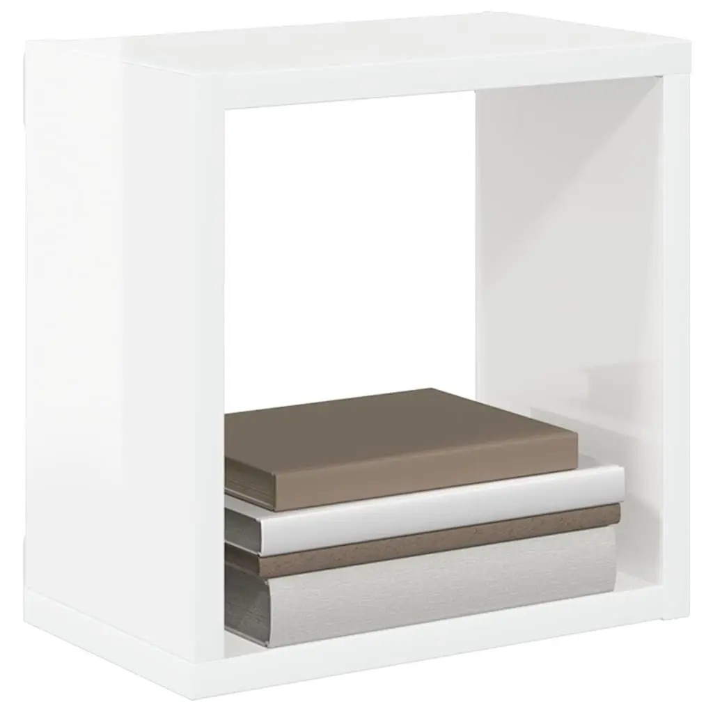 Wall Cube Shelves Set White High Gloss 26 x 15 x 26 cm