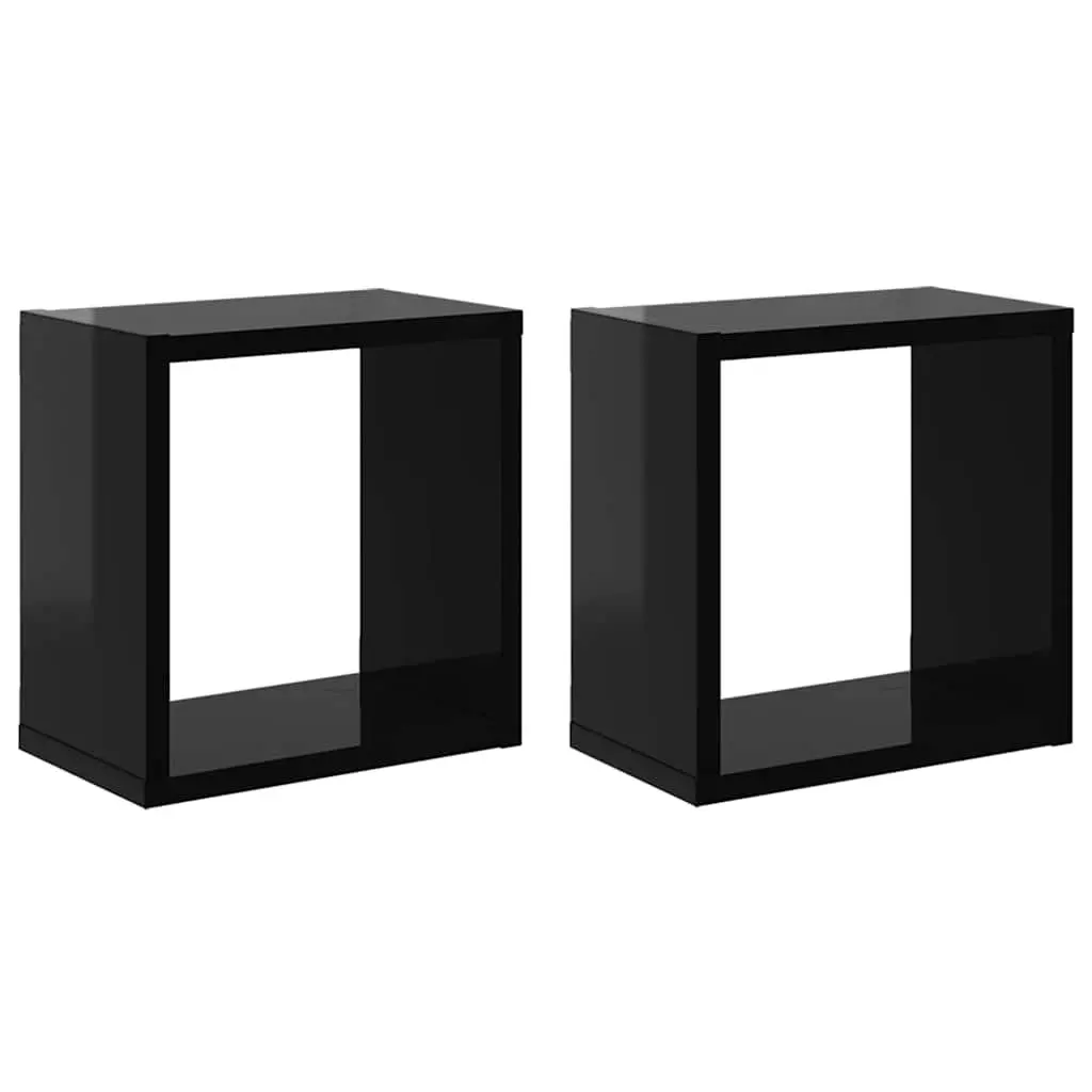Wall Cube Shelves Black Floating Display Storage 26cm Home Furniture 2 Piece
