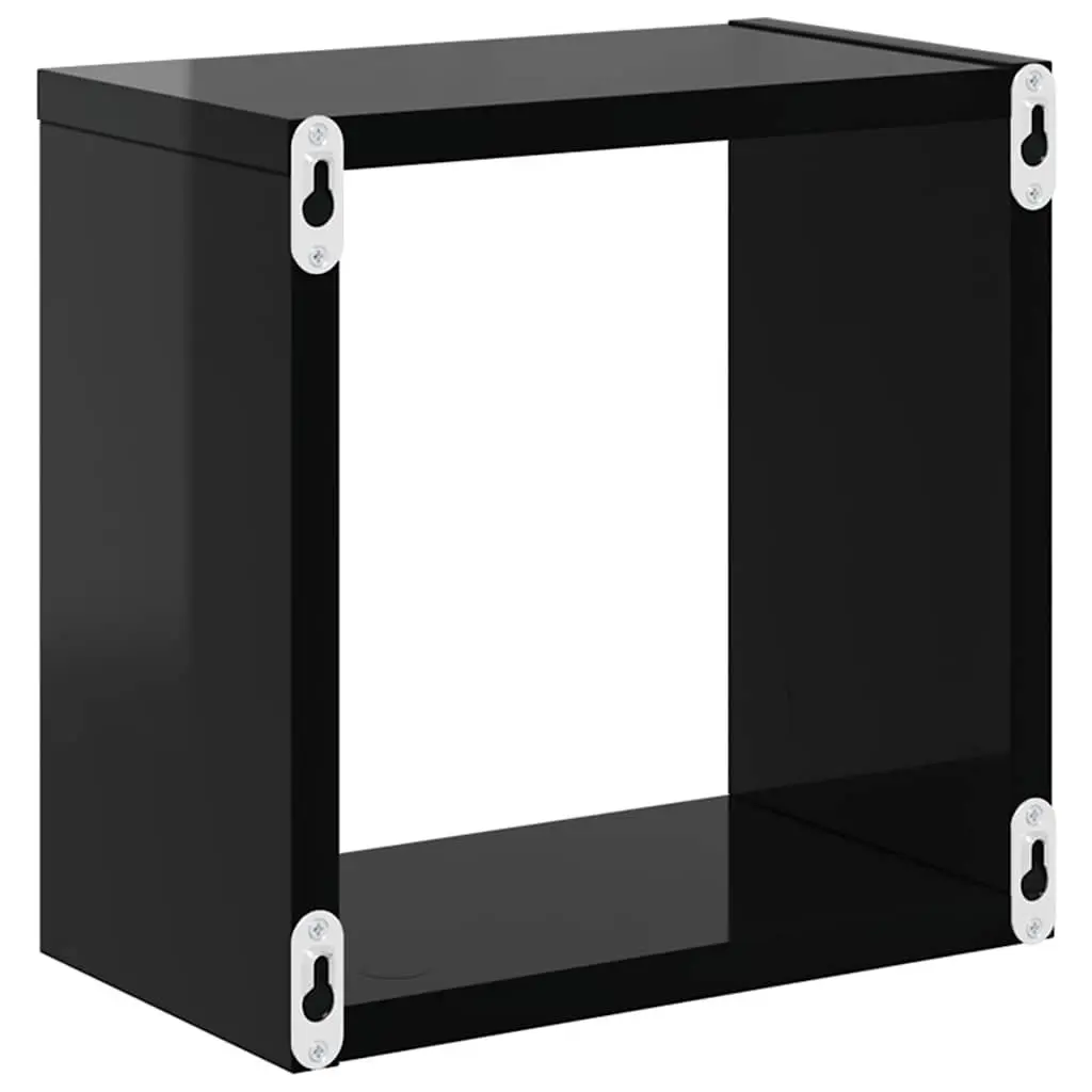 Wall Cube Shelves Black Floating Display Storage 26cm Home Furniture 2 Piece