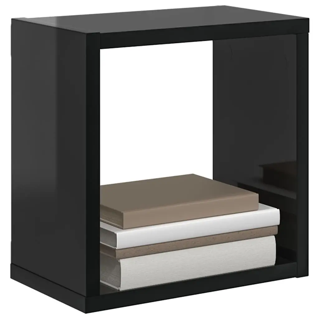 Wall Cube Shelves Black Floating Display Storage 26cm Home Furniture 2 Piece