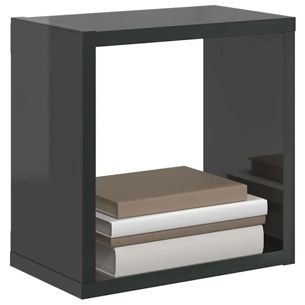 Wall Cube Shelves Grey Floating Storage Display Organizer 4 Piece
