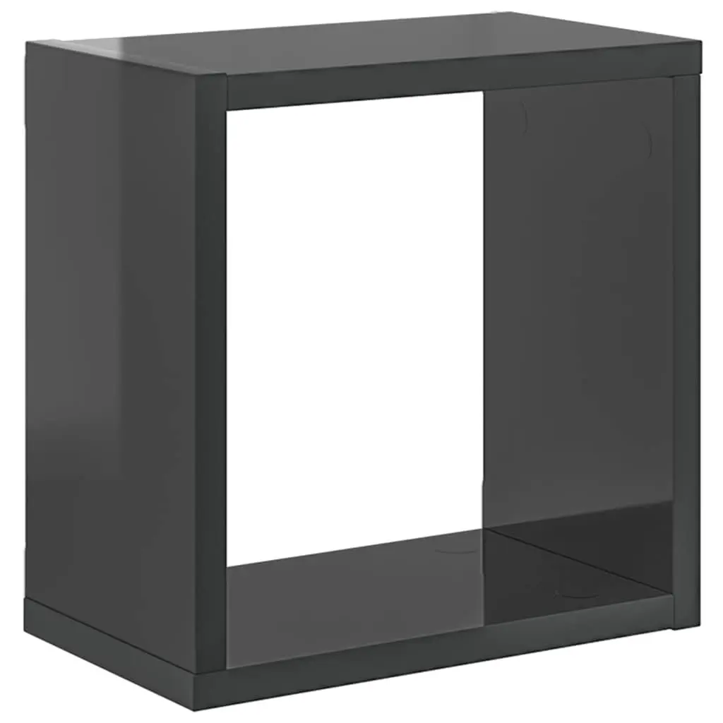 Floating Storage Organizer Set Grey Cube Shelves 6 Pieces Wall Mounted Display Units
