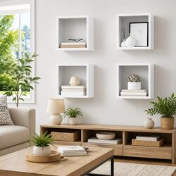 Floating Wall Cube Shelves Set of 4 for Home Decor