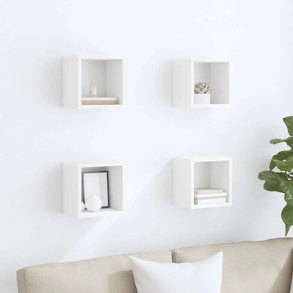 Wall Cube Shelves Set White Floating Storage Display Organiser 22 x 15 x 22 cm