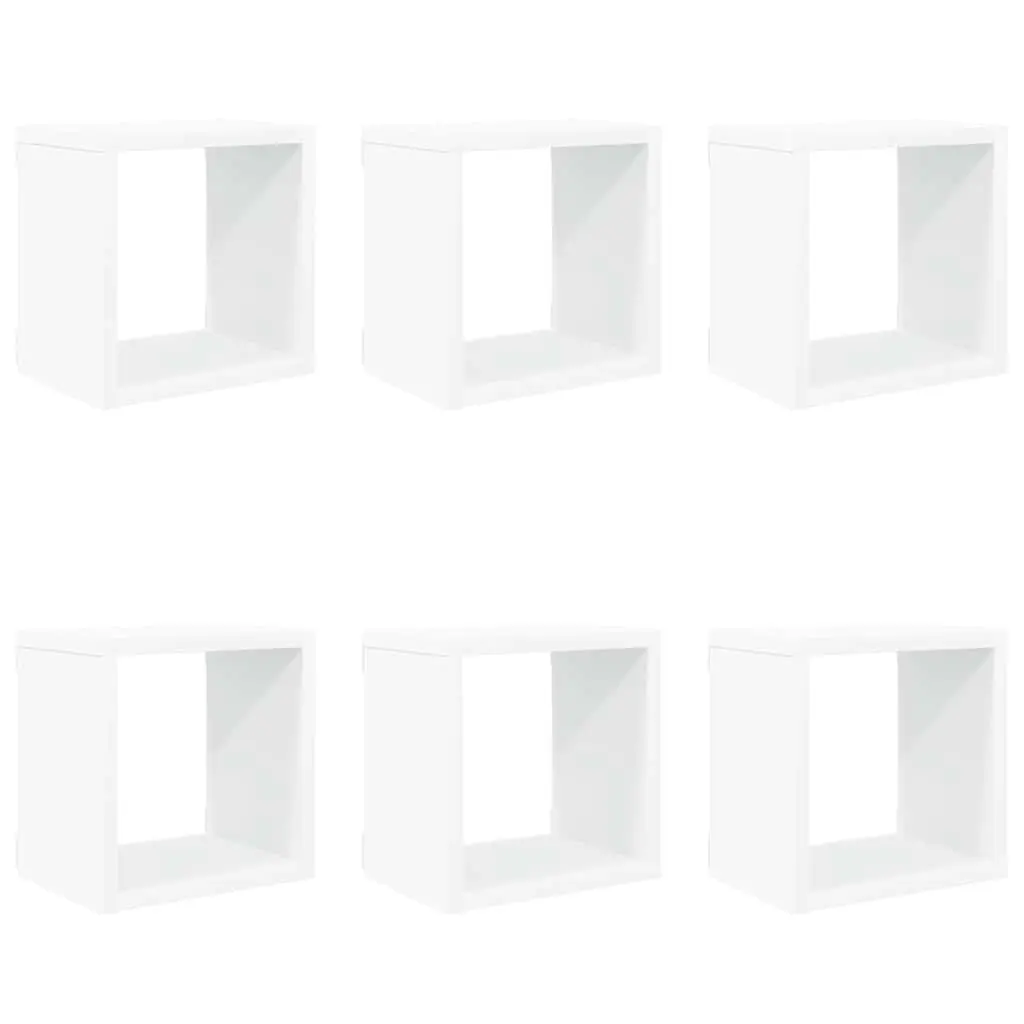 Wall Cube Shelves White Floating Storage Display Organiser Set 6 Piece