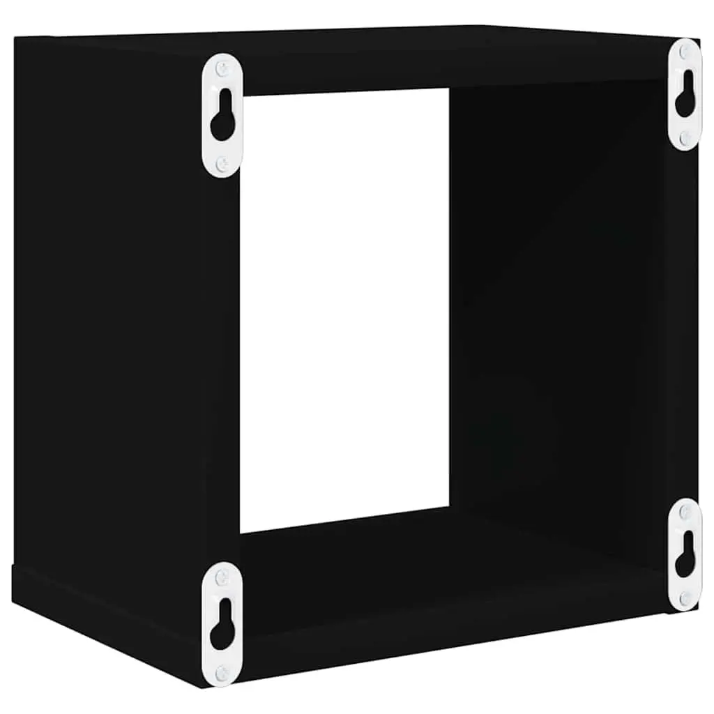 Wall Cube Shelves Black Floating Storage Display Organizer 6 Piece Set