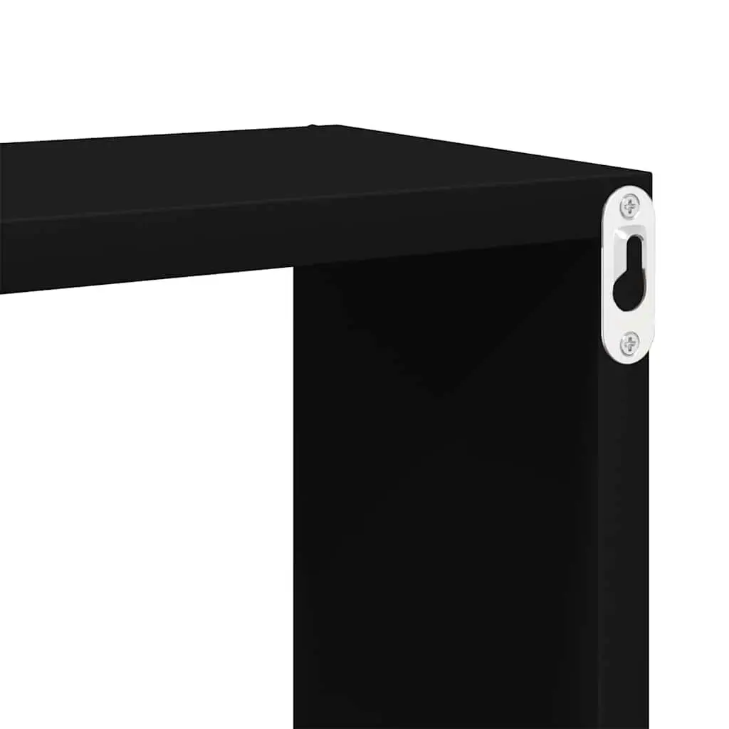 Wall Cube Shelves Black Floating Storage Display Organizer 6 Piece Set