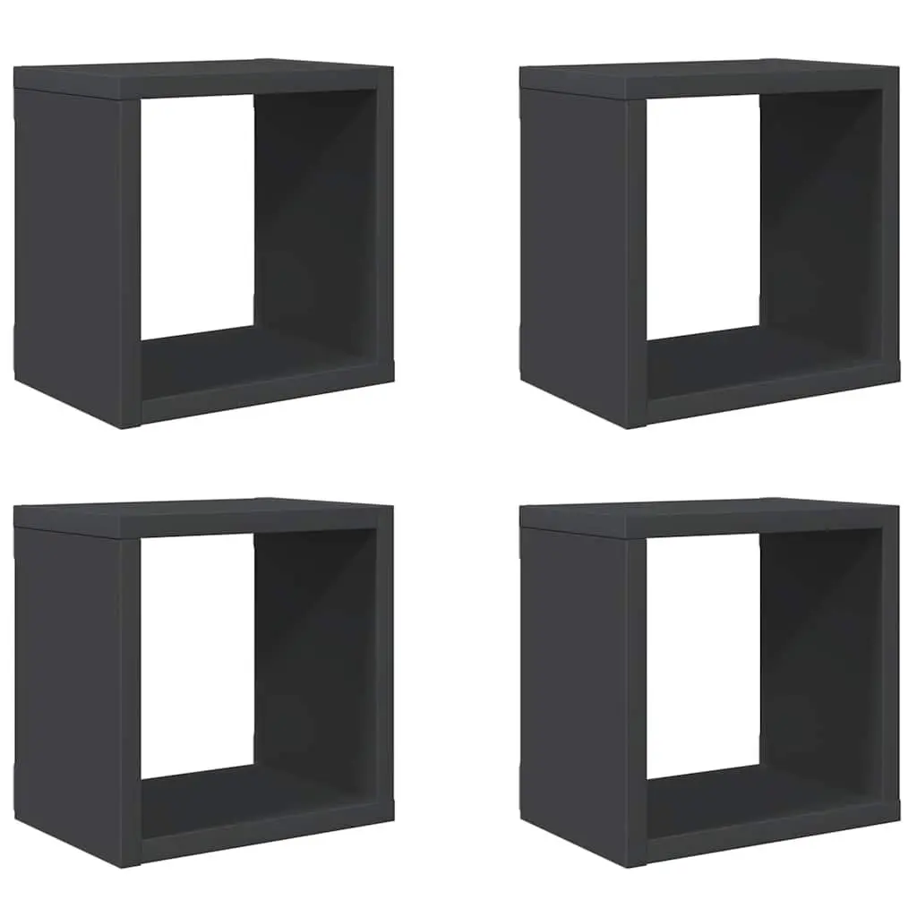 Wall Cube Shelves Grey Floating Storage Display 4 Piece