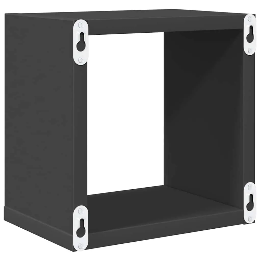 Grey Floating 6 Piece Set Wall Cube Shelves Storage Display Organiser Home