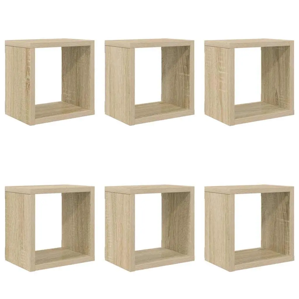 Wall Cube Shelves Brown Floating Storage Display Organizer 6 Piece