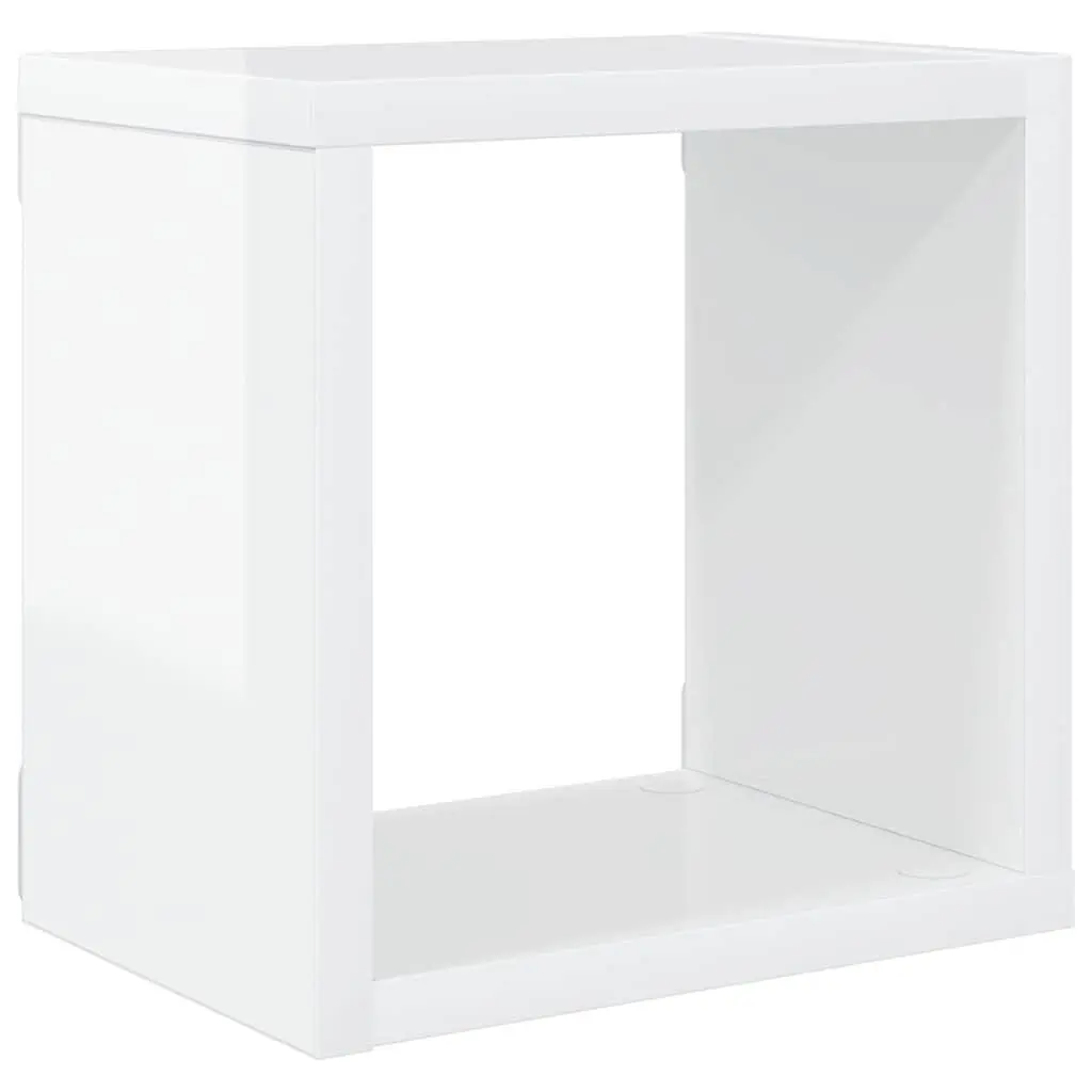 Wall Cube Shelves Set White Floating Storage Display Organiser 6 Piece High Gloss 22 x 15 x 22 cm
