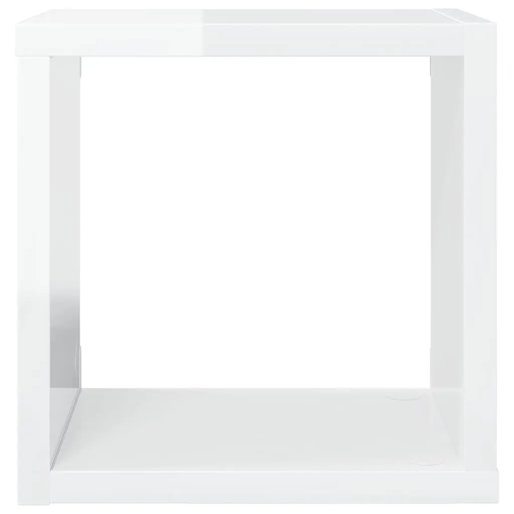 Wall Cube Shelves Set White Floating Storage Display Organiser 6 Piece High Gloss 22 x 15 x 22 cm
