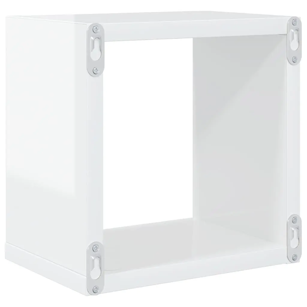 Wall Cube Shelves Set White Floating Storage Display Organiser 6 Piece High Gloss 22 x 15 x 22 cm