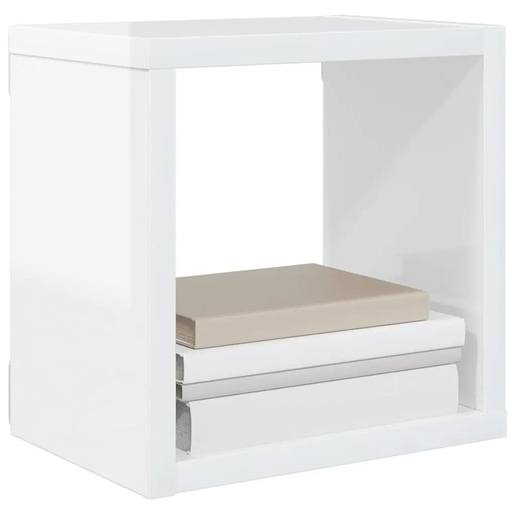 Wall Cube Shelves Set White Floating Storage Display Organiser 6 Piece High Gloss 22 x 15 x 22 cm