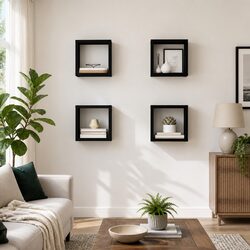 Floating Cube Shelves Set of 4 in Black