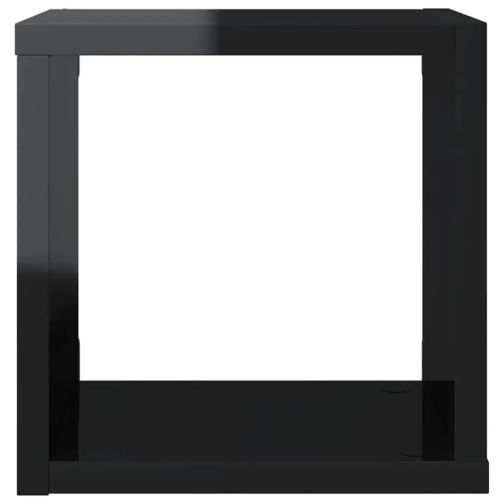 Floating Storage Cube Shelves Black Set of Four Wall Mounted Display Organizers