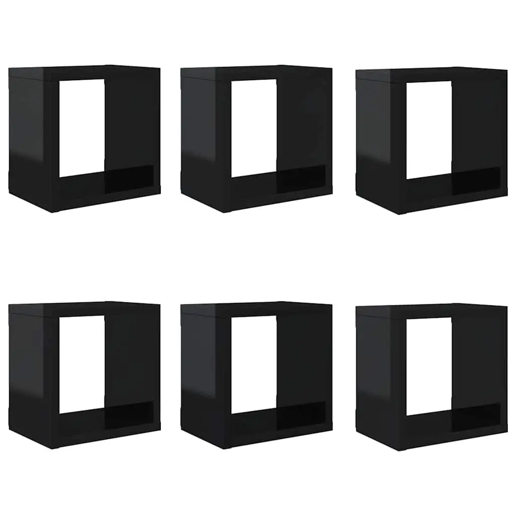 Floating Black Cube Shelves Storage Display Organiser 6 Pieces Home Decor