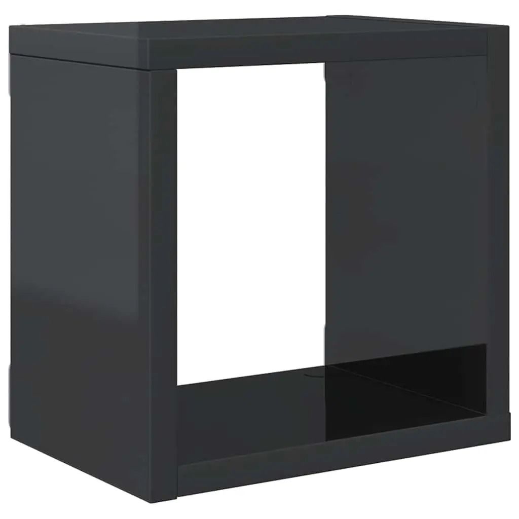 Wall Cube Shelves Grey High Gloss 22 x 15 x 22 cm Floating Storage Display 6 Piece Set