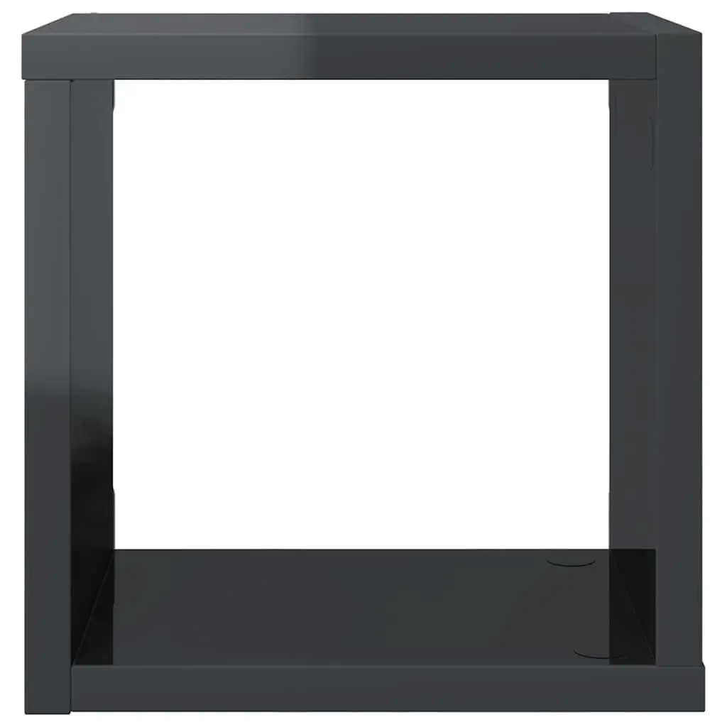 Wall Cube Shelves Grey High Gloss 22 x 15 x 22 cm Floating Storage Display 6 Piece Set