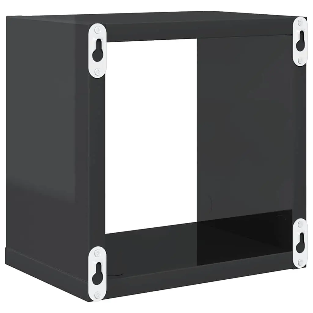 Wall Cube Shelves Grey High Gloss 22 x 15 x 22 cm Floating Storage Display 6 Piece Set