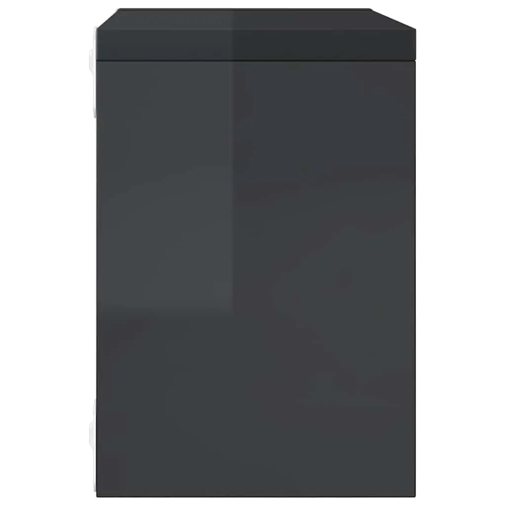 Wall Cube Shelves Grey High Gloss 22 x 15 x 22 cm Floating Storage Display 6 Piece Set