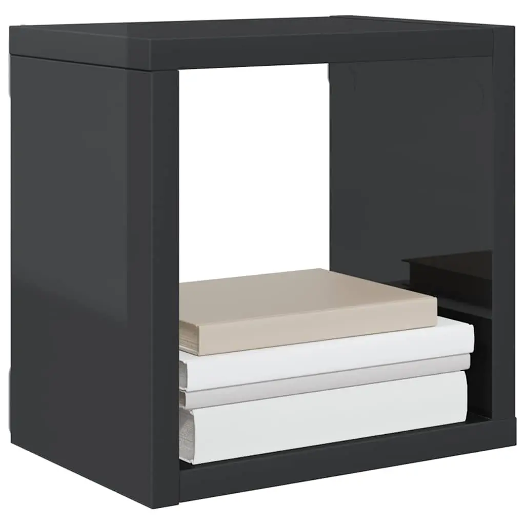 Wall Cube Shelves Grey High Gloss 22 x 15 x 22 cm Floating Storage Display 6 Piece Set