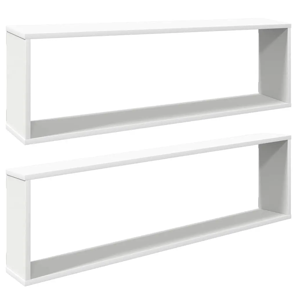 Wall Cube Shelves 2 pcs White 100x15x30 cm Storage Display Floating Shelving